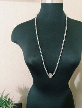 Chicos Gray Crystal Sphere Necklace